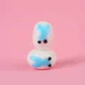 Handmade glass rabbit beads, blue and white cute animal spacer beads for jewelry making. - 9*14mm / Lake Blue