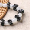 Handmade white cabbage glass beads bracelet DIY spacer accessories main product view - Black