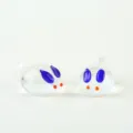 Glass rabbit bead charm with loop, handmade DIY animal jewelry accessory detail shot. - 12*20mm / Sapphire Blue