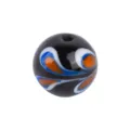 Handmade glass bead DIY jewelry accessory colorful phoenix tail pattern loose bead round shape - Black