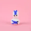 Handmade white glass spacer beads with blue details, cute animal design charms for DIY jewelry. - 9*14mm / Sapphire Blue