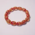 Red and gold glazed glass bead bracelet with metallic spacers fashion jewelry variant piece - Red Base Gold Frame