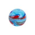 Handmade colorful glass loose bead for DIY jewelry making, round swirl patterned design. - Blue