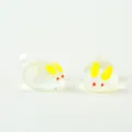 Clear glass rabbit bead pendant DIY handmade cute jewelry accessory charm with yellow ears. - 12*20mm / Yellow