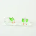 Clear Glass Rabbit Bead DIY Handmade Charm Pendant Cute Miniature Animal Figurine - 12*20mm / Green