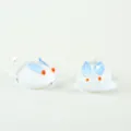 Cute clear glass rabbit charms for DIY jewelry making, transparent handmade animal pendants with loop. - 12*20mm / Light Blue