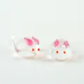 Clear glass rabbit bead charm with pink ears and red eyes, perfect for DIY handmade jewelry. - 12*20mm / Purple