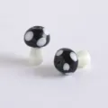 Black white polka dot glass mushroom beads loose charms for DIY handmade bracelet necklace. - Small Size Approx. 11*14mm / Black
