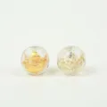 Transparent glass round beads with gold and silver foil flakes for DIY jewelry making. - 12mm / White