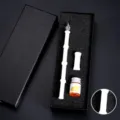 Set de stylo plume en verre avec encre et coffret cadeau, élégant stylo blanc calligraphie. - Petite Boîte Cadeau en Bambou / Blanc