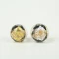 Half gold and silver foil luxury glass beads round DIY handmade hairpin earring jewelry - 12mm / Black