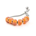 Bracelet à breloques style européen avec perles en verre orange et chaîne serpent. - E céramique orange-jaune