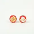 Red glass beads with gold and silver foil, perfect for DIY handmade jewelry and hairpins. - 12mm / Red