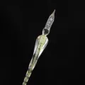 Clear glass dip pen with green glitter spiral design for writing and gift giving. - Silver Foil Style - Bamboo Green