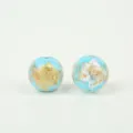 Half gold and silver foil glass beads for DIY handmade jewelry, gorgeous round loose beads. - 12mm / Lake Blue