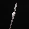 Stylo-plume trempé en verre cristal clair avec pointe spirale et paillettes scintillantes. - Style feuille d'argent - lueur du coucher de soleil