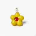 Ciondolo a fiore in vetro giallo artigianale per creazione di gioielli fai da te, accessorio collana. - Giallo