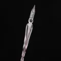 Plume plongeante en verre cristal avec pointe en spirale pour ecriture et cadeau design. - Style feuille d'argent - violet