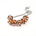 Pandora style murano glass bead silver snake chain charm bracelet for women jewelry item. - Coffee A
