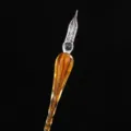 Stylo Plume en Verre Ambre Doré Cristal Calligraphie Outil d'Écriture Cadeau Variante - Style feuille d'argent - or de luxe
