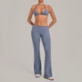Grey halter bra top and high-waist flare yoga pants activewear set for women fitness workout. - S / Top And Bottom / Grey Blue