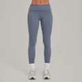 Yoga legging met omslagtaille voor dames, ademende elastische fitness sportbroek. - S / Bottoms / Grijsblauw