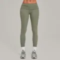 Dames hoge taille crossover yogabroek sneldrogend fitness hardloop legging grijs groen - S / Bottoms / Basilicumgroen