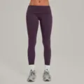 Dames high waist omslag taille paarse yoga legging voor fitness hardlopen sport broek - Braampaars