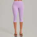 Women's high waist tummy control yoga capri leggings athletic running fitness pants light purple - S / Bottoms / Purple