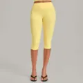 High waist yellow yoga capris for women, stretchy fitness leggings and workout cropped pants. - S / Bottoms / Durian Yellow