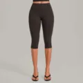 Women high waist capri yoga pants tummy control cropped fitness leggings dark brown - S / Bottoms / Espresso