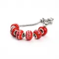 Rotes Muranoglas Charm Armband mit Silber Schlangenkette, klassischer europäischer Schmuck. - 9*14mm / Rotes F-Porzellan