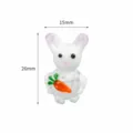Mini white rabbit glass bead charm with carrot, handmade DIY jewelry accessory 15x26mm - Rabbit