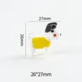 Cute miniature glass dog figurine desktop decoration with cute yellow shirt 26x27mm - Yellow
