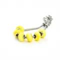 Charming silver snake chain bracelet with yellow faceted glass beads. Elegant European style. - 9*14mm / Gradient Yellow