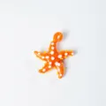 Orange starfish glass pendant charm, hand-painted cute crystal marine jewelry accessory. - Starfish 04 (Orange)