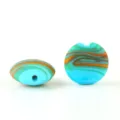 Frosted mixed-silk glazed glass beads flat round DIY jewelry accessories for crafting design - H Green, Orange & Lake Blue Flat Round