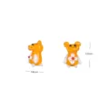 Handmade orange glass animal loose beads, cute design with white flower, DIY jewelry. - Hippo