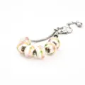 Silberfarbene Schlangenkette Armband mit floralen Glasperlen Anhängern, klassischer Stil. - 9*14mm / Doppel G Weiß