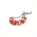 Silberne Schlangenkette Armband mit roten Muranoglas Charm Perlen Modeschmuck Damen. - 9*14mm / C Rot
