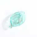 Teal glass leaf pendant with silver glitter inside, perfect for DIY handmade jewelry crafts. - Gold Powder Drilled / Teal