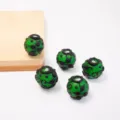Retro frosted glass beads with unique black swirl patterns for DIY jewelry making accessories. - 18mm / Green