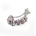 Lila Glasperlen Charm Armband mit silberner Schlangenkette und weissem Puenktchen Muster SKU - 9*14mm / D Lila
