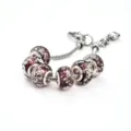 Silberner Schlangenkette Charm Armband mit lila Muranoglas funkelnden Perlen für Damen. - 9*14mm / A Lila