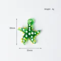 Green glass starfish pendant with white and yellow dots, handmade DIY jewelry charm 35x30mm. - Starfish 13 (Green)