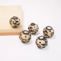 Perline di vetro opaco retro con motivi, accessori per gioielli di perline sfuse fai da te. - 18mm / Bianco avorio