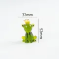 Green glass frog figurine with crown, miniature handmade crystal animal craft desktop decor. - Frog