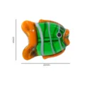 Green and orange striped glass fish bead, cute animal charm pendant for DIY jewelry making. - Green