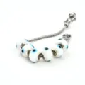 Bracelet chaîne serpent argenté avec perles en verre œil bleu blanc style variante. - Double G Blanc