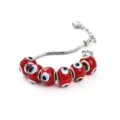 Charmant bracelet de perles en verre mauvais œil rouge avec chaîne serpent femme - C Rouge